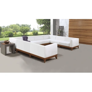 Meridian Furniture Rio 131-inch 8-Piece Outdoor Patio Waterproof Fabric Modular U-Shape Sectional, Off White