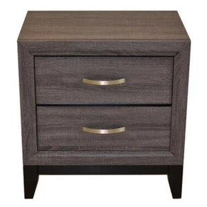 Galaxy Home Furnishings Sierra 2-Drawer Wood Veneer Nightstand, Foil Gray