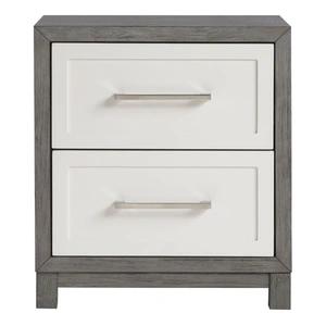 Homelegance Rowan Wood 2-Drawer Night Stand, Ivory/Gray