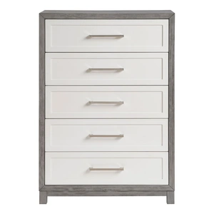 Homelegance Rowan Wood 5-Drawer Chest, Ivory/Gray