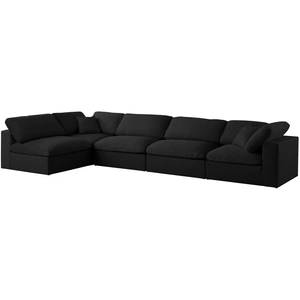 Meridian Furniture Serene 158-inch 5-Piece Linen Fabric Deluxe Comfort Modular Corner Sectional