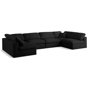 Meridian Furniture Serene 158-inch 6-Piece Linen Fabric Deluxe Comfort Modular U-Shape Corner Sectional