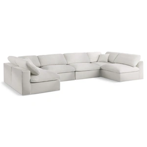 Meridian Furniture Serene 158-inch 6-Piece Linen Fabric Deluxe Comfort Modular U-Shape Corner Sectional