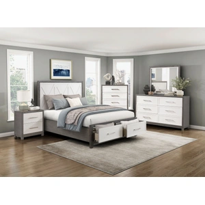 Homelegance Rowan Wood Storage Platform Bedroom Set, Ivory/Gray