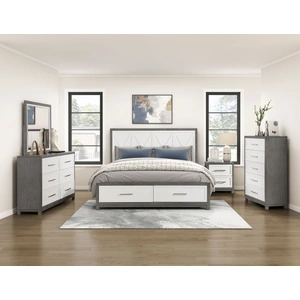 Homelegance Rowan Wood Storage Platform Bedroom Set, Ivory/Gray