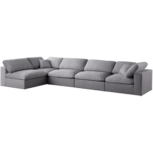 Meridian Furniture Serene 158-inch 5-Piece Linen Fabric Deluxe Comfort Modular Corner Sectional