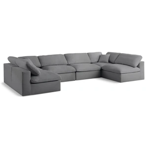 Meridian Furniture Serene 158-inch 6-Piece Linen Fabric Deluxe Comfort Modular U-Shape Corner Sectional