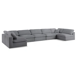 Meridian Furniture Serene 197-inch 7-Piece Linen Fabric Deluxe Comfort Modular Sectional