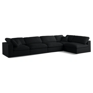 Meridian Furniture Plush 140-inch 5-Piece Velvet Standard Comfort Modular Corner Sectional