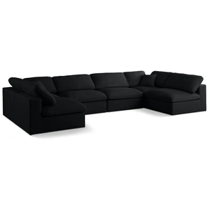 Meridian Furniture Plush 140-inch 6-Piece Velvet Standard Comfort Modular U-Shape Corner Sectional