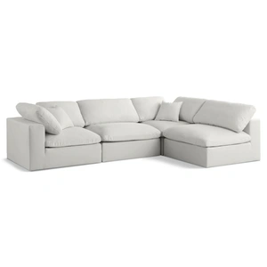 Meridian Furniture Plush 105-inch 4-Piece Velvet Standard Comfort Modular Corner Sectional