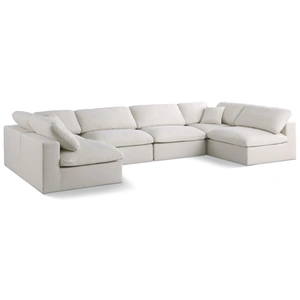 Meridian Furniture Plush 140-inch 6-Piece Velvet Standard Comfort Modular U-Shape Corner Sectional