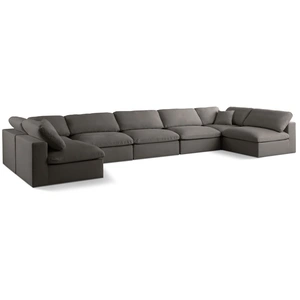 Meridian Furniture Plush 175-inch 7-Piece Velvet Standard Comfort Modular Sectional