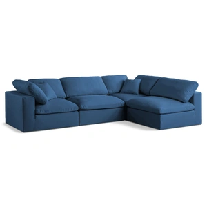 Meridian Furniture Plush 105-inch 4-Piece Velvet Standard Comfort Modular Corner Sectional