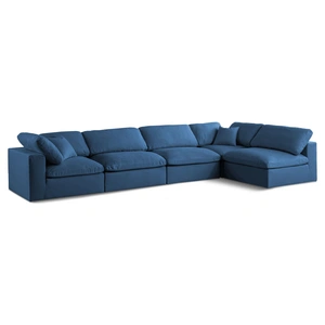 Meridian Furniture Plush 140-inch 5-Piece Velvet Standard Comfort Modular Corner Sectional