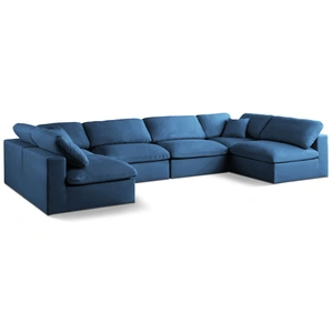 Meridian Furniture Plush 140-inch 6-Piece Velvet Standard Comfort Modular U-Shape Corner Sectional