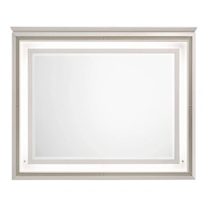 Homelegance Audra Rectangular Wood LED Lighting Mirror, White/Gold