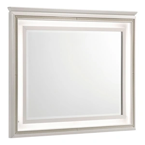 Homelegance Audra Rectangular Wood LED Lighting Mirror, White/Gold