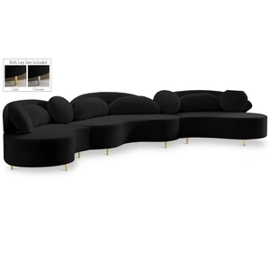 Meridian Furniture Vivacious 169-inch 3-Piece Velvet Sectional