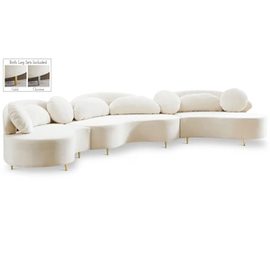 Meridian Furniture Vivacious 169-inch 3-Piece Velvet Sectional