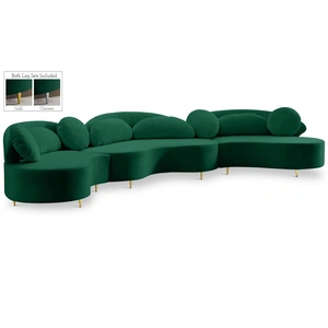 Meridian Furniture Vivacious 169-inch 3-Piece Velvet Sectional