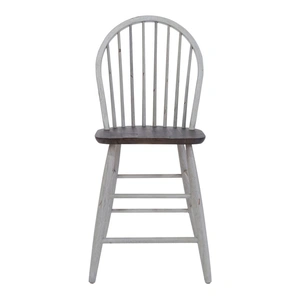 Liberty Furniture Farmhouse Windsor Wood Back Counter Chair, Two Tone White