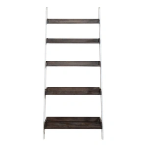 Liberty Furniture Farmhouse Wood Leaning Bookcase, Two Tone White & Brown