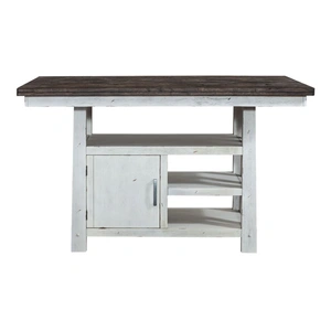 Liberty Furniture Farmhouse Rectangular Wood Gathering Table w/Storage, Two Tone White & Brown
