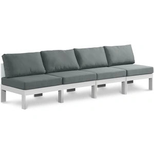 Meridian Furniture Nizuc 120-inch Outdoor Patio Waterproof Fabric Armless Modular Sofa with Aluminum Frame