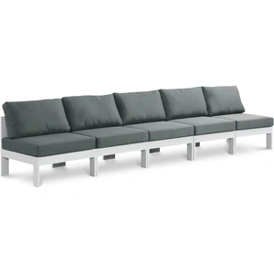 Meridian Furniture Nizuc 150-inch Outdoor Patio Waterproof Fabric Armless Modular Sofa with Aluminum Frame