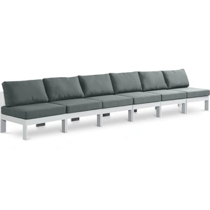 Meridian Furniture Nizuc 180-inch Outdoor Patio Waterproof Fabric Armless Modular Sofa with Aluminum Frame