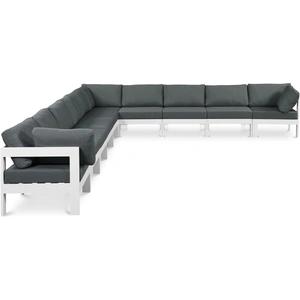 Meridian Furniture Nizuc 180-inch 10-Piece Outdoor Patio Waterproof Fabric Modular Sectional with Aluminum Frame