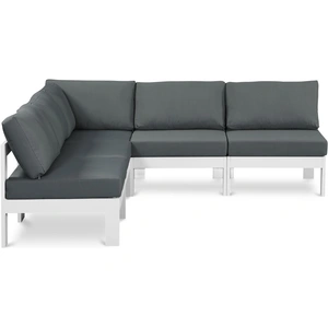 Meridian Furniture Nizuc 90-inch 5-Piece Outdoor Patio Waterproof Fabric Modular Armless Sectional with Aluminum Frame