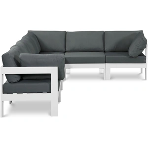Meridian Furniture Nizuc 120-inch 6-Piece Outdoor Patio Waterproof Fabric Modular Sectional with Aluminum Frame