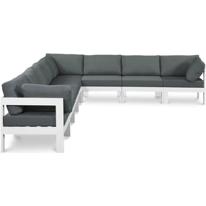 Meridian Furniture Nizuc 150-inch 8-Piece Outdoor Patio Waterproof Fabric Modular Sectional with Aluminum Frame