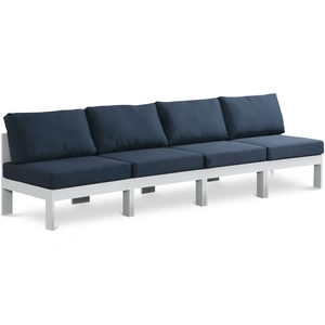 Meridian Furniture Nizuc 120-inch Outdoor Patio Waterproof Fabric Armless Modular Sofa with Aluminum Frame