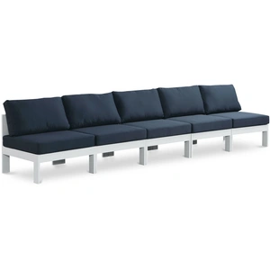 Meridian Furniture Nizuc 150-inch Outdoor Patio Waterproof Fabric Armless Modular Sofa with Aluminum Frame