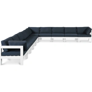 Meridian Furniture Nizuc 180-inch 10-Piece Outdoor Patio Waterproof Fabric Modular Sectional with Aluminum Frame
