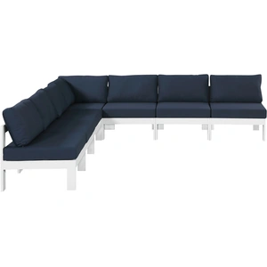 Meridian Furniture Nizuc 120-inch 7-Piece Outdoor Patio Waterproof Fabric Modular Armless Sectional with Aluminum Frame