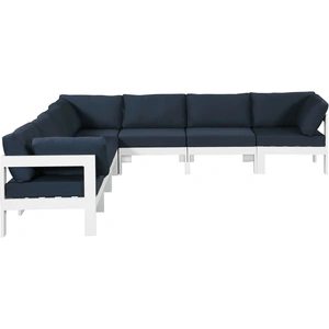 Meridian Furniture Nizuc 120-inch 7-Piece Outdoor Patio Waterproof Fabric Modular Sectional with Aluminum Frame