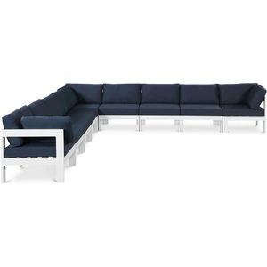 Meridian Furniture Nizuc 150-inch 9-Piece Outdoor Patio Waterproof Fabric Modular Sectional with Aluminum Frame