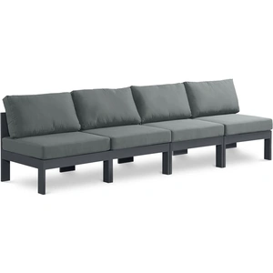 Meridian Furniture Nizuc 120-inch Outdoor Patio Waterproof Fabric Armless Modular Sofa with Aluminum Frame