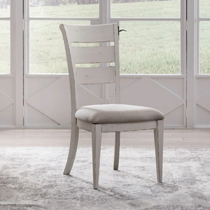 Liberty Furniture Backroads Extendable Dining Set | Weathered White Pedestal, Weathered White & Parchment