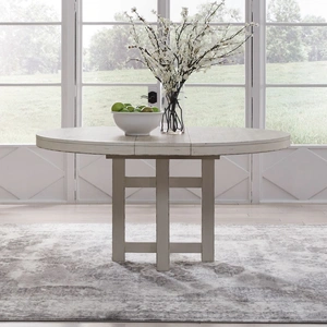Liberty Furniture Backroads Rectangular Wood Extendable Pedestal Table, Weathered White & Parchment