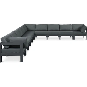 Meridian Furniture Nizuc 180-inch 10-Piece Outdoor Patio Waterproof Fabric Modular Sectional with Aluminum Frame