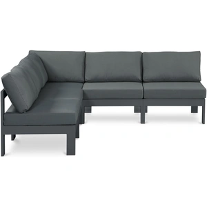 Meridian Furniture Nizuc 90-inch 5-Piece Outdoor Patio Waterproof Fabric Modular Armless Sectional with Aluminum Frame