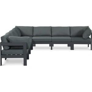 Meridian Furniture Nizuc 120-inch 7-Piece Outdoor Patio Waterproof Fabric Modular Sectional with Aluminum Frame