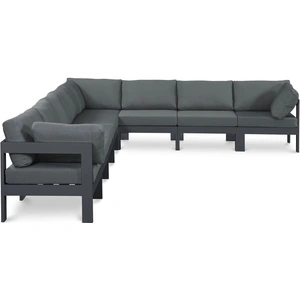 Meridian Furniture Nizuc 150-inch 8-Piece Outdoor Patio Waterproof Fabric Modular Sectional with Aluminum Frame