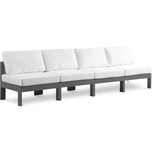 Meridian Furniture Nizuc 120-inch Outdoor Patio Waterproof Fabric Armless Modular Sofa with Aluminum Frame
