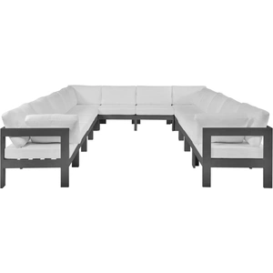 Meridian Furniture Nizuc 120-inch 12-Piece Outdoor Patio Waterproof Fabric Modular U-Shape Sectional with Aluminum Frame